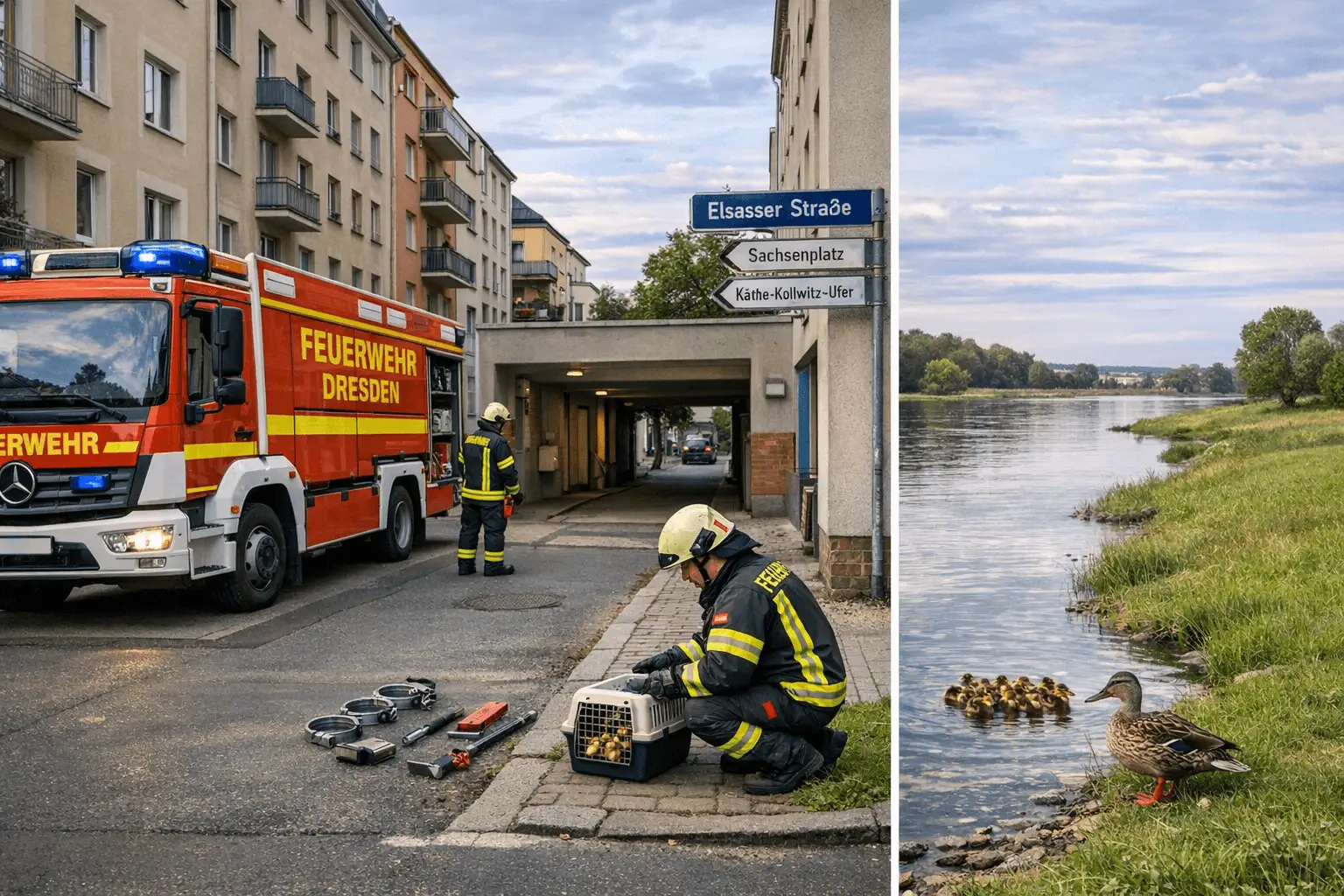 Vier Entenküken in Dresden aus Rohr gerettet