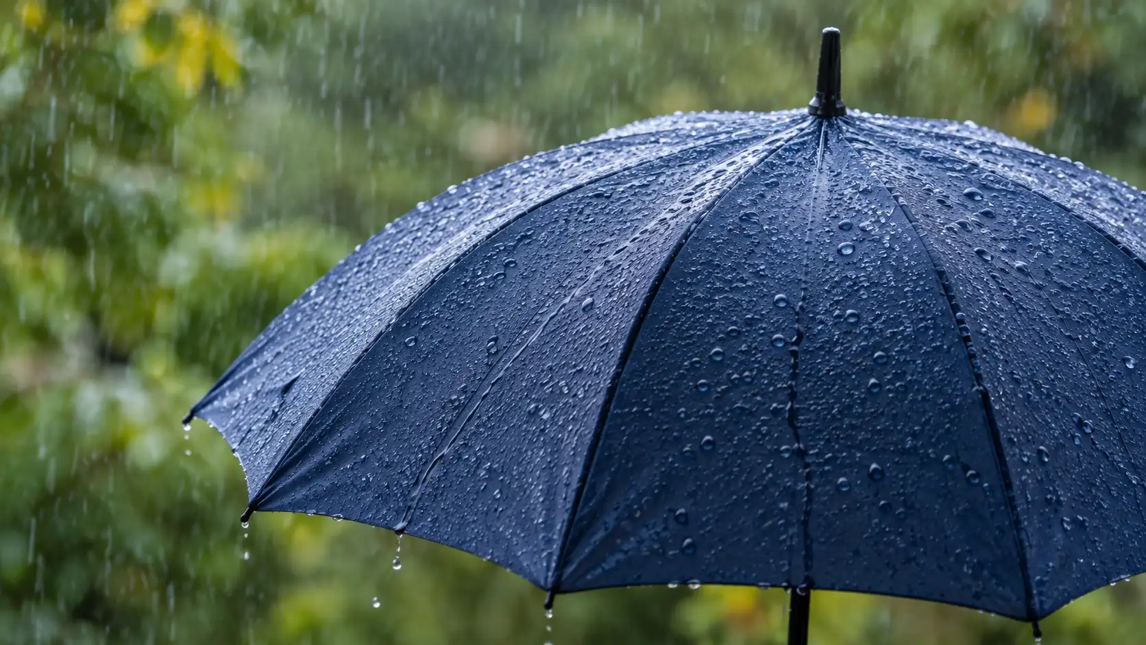 Regenschirm mit deutlichen Regentropfen