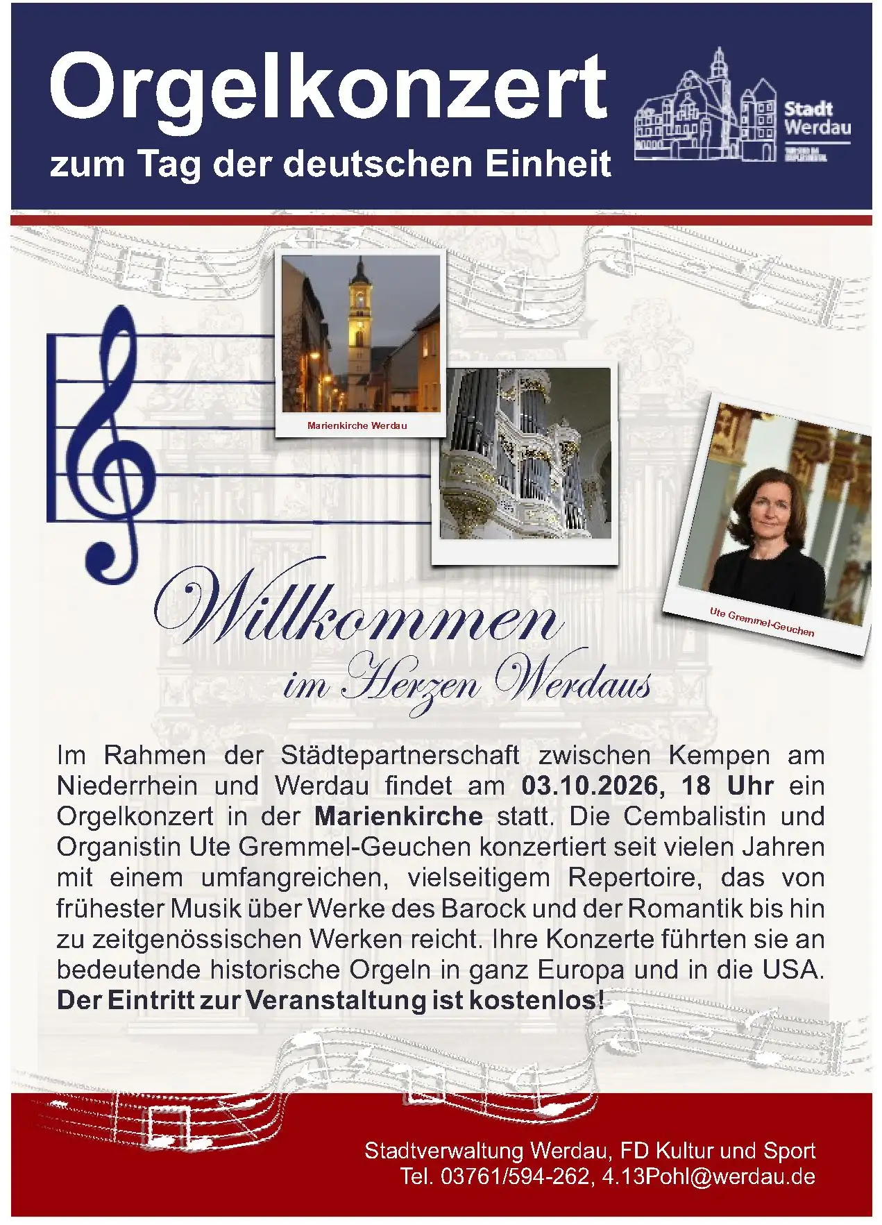 Eine Orgel in der Marienkirche Werdau beim Orgelkonzert.