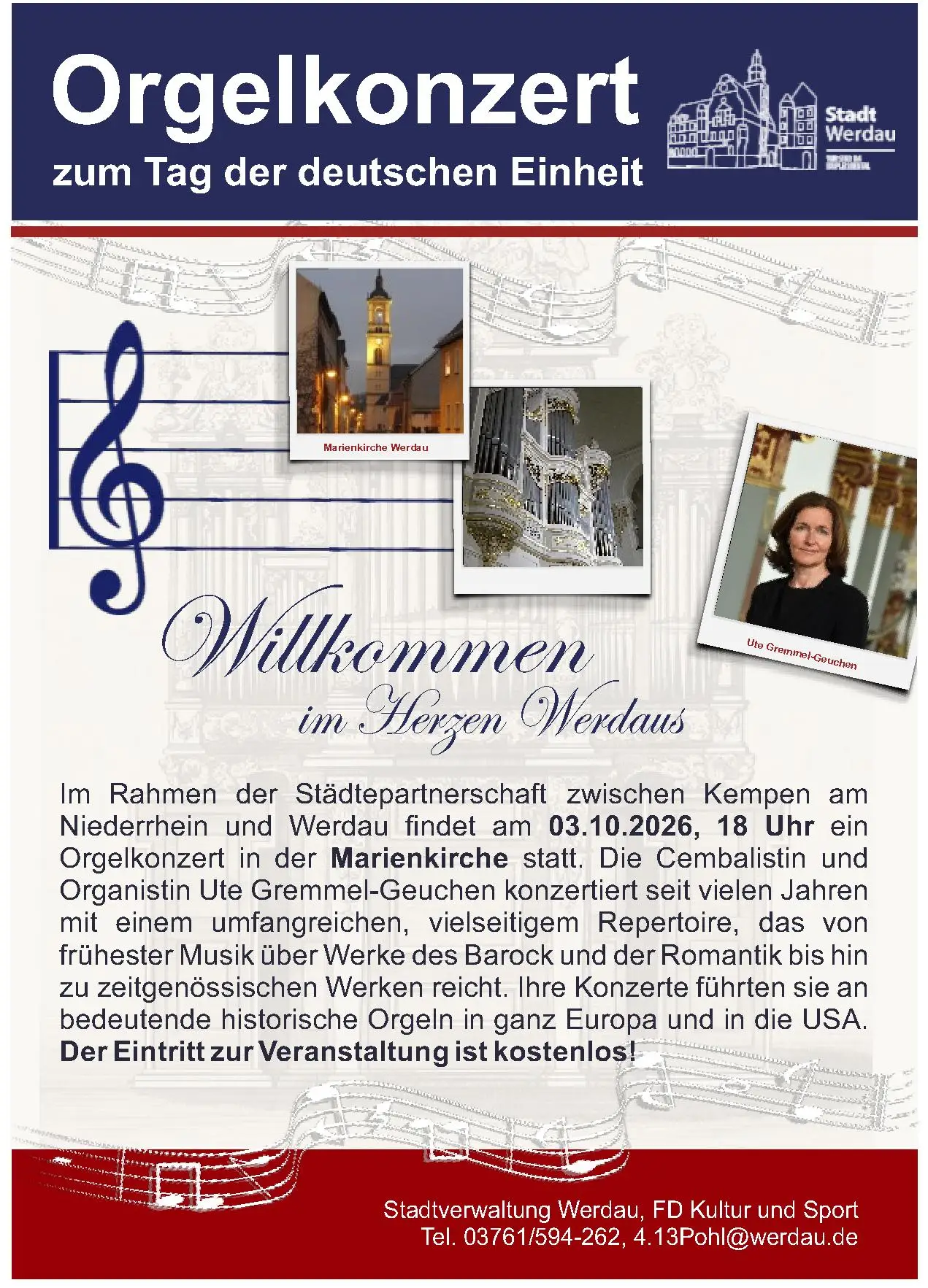 Eine Orgel in der Marienkirche Werdau beim Orgelkonzert.